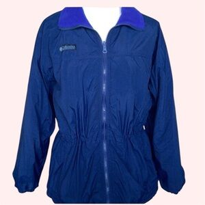 Columbia 90s Ski Jacket Navy Nylon Royal Blue Fleece Cinch Waist Size Medium